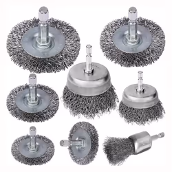 8 Piece Wire Brush Wheel Cup Brush Set 1/4Inch Hex Shank