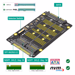 NVME PCI-E SSD to U.2 SFF-8639 & M.2( NGFF) SATA SSD to SATA Adapter