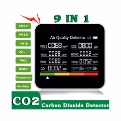 9 In1 Air Quality Monitor Meter Carbon Dioxide PM2.5 PM1.0 Detection