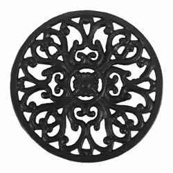 Round Cast Iron Trivet 6.7Inch Iron Heat-Insulation Trivet Non-Slip