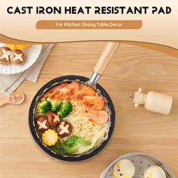 Round Cast Iron Trivet 6.7Inch Iron Heat-Insulation Trivet Non-Slip