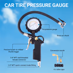 Car Tire Pressure Gauge with 90 Degree Valve Extender for Car Truck