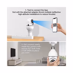 4 Pack Light Bulb Security Camera Outdoor, 2.4G Wifi Light Socket