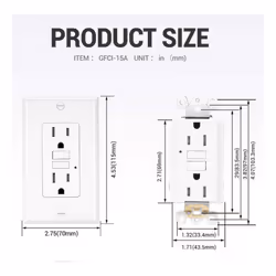 5Pack GFCI Outlets 15 Amp,Non-Tamper Resistan