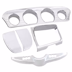 5Pcs Chrome Inner Fairing Tri-Line Gauge Stereo Bezel Trims Panel