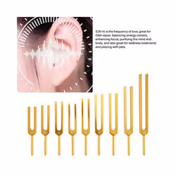 9 Golden Tuning Forks for Healing Chakras, Sound Therapy