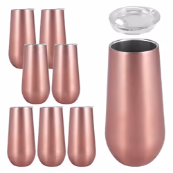 8 Packs Stemless Champagne Flutes Wine Tumbler