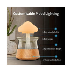 Rain Humidifier Diffuser with 7 Colors Night Lights, with RC