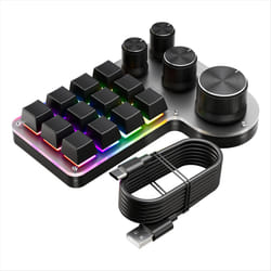 Custom Macro Keyboard 12 Keys 4 Knobs Mini USB Mechanical Black