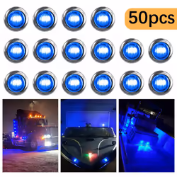 50PCS 3/4 Inch 3 LED Side Marker Lights for Trucks Boat Pckup Yellow
