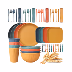 48Pcs Dinnerware Sets for 4 People, Camping Plates and Bowls Set