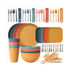 48Pcs Dinnerware Sets for 4 People, Camping Plates and Bowls Set