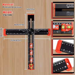 Woodworking 2 in 1 Drilling Positioning Ruler Combination Angle Ruler