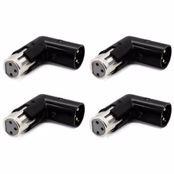 4Pcs 3Pin XLR Angle Adapter Male To Female XLR 90 Degree Adapter