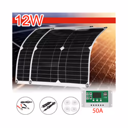 12W Solar Panel Kit 50A 12V Battery Charger with Controller Caravan