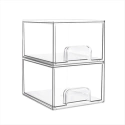 2PCS Clear Stackable Storage Drawers,Bathroom Makeup Organizer