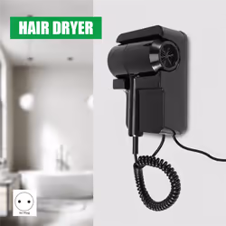 Hot&Cold Wind Blow Hair Dryer Electric Wall Mount Black EU Plug