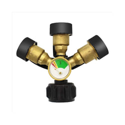 3 Way Propane Splitter with Gauge and Shut-Off Valve
