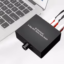 4 Ports Bi-Directional R L Audio Switcher Box Audio Rotary Switch