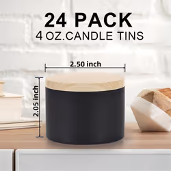 24 Pack 4 Oz Black Candle Tins with Lids, for Making Candles Bulk