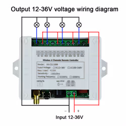 DC12V-36V 4CH Wireless Remote Control LED Light Switch Relay Receiver