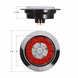 2Pcs 4 Inch Round Truck Trailer Tail Stop Brake Lights Red and Amber