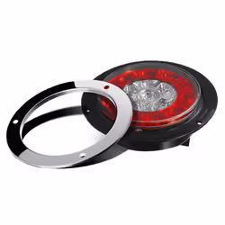 2Pcs 4 Inch Round Truck Trailer Tail Stop Brake Lights Red and Amber