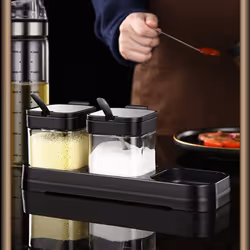 Glass Storage Jars Spice Containers Set with Stainless Steel Lids