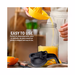 64Oz Glass Pitcher with Lid Wide Mouth Jar Leak-Proof, for Tea, Milk