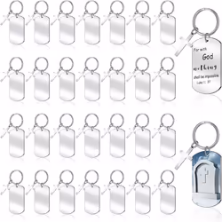 30Pc Engravable Metal Keychain Blanks Metal Stamping Blanks with Hole