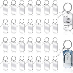 30Pc Engravable Metal Keychain Blanks Metal Stamping Blanks with Hole