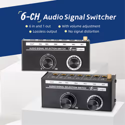 Audio Switcher -6-Way 3.5/6.35mm Stereo Audio Switch