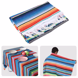 Mexican Blanket Sarape Picnic Rug Throw Tablecloth Hot Rod, 150X215cm