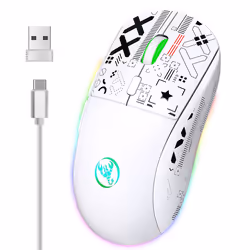 T90 2.4G Wireless Mechanical Mouse RGB Gaming Mouse White