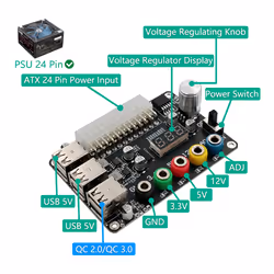 24Pin ATX Power Supply Breakout Board Power Module Adapter Connector