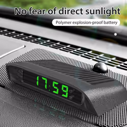 Car Clocks with Night Thermometer Stick-on Digital Solar 24-Hour