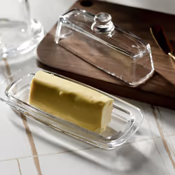 Glass Butter Dish with Lid Cream Cheese Dish Clear Butter Dish Butter