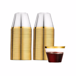 Gold Rimmed Plastic Cups, Plastic Tumblers Reusable Drink Cups