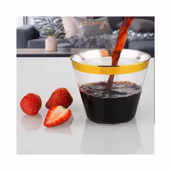 Gold Rimmed Plastic Cups, Plastic Tumblers Reusable Drink Cups