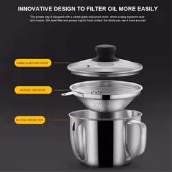 Stainless Steel Fat Separator 1L/4 Cup, Gravy Grease Separator
