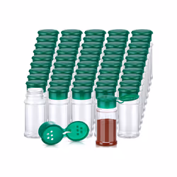 50Pcs Plastic Spice Jars with Shaker Lids Spice Containers Green