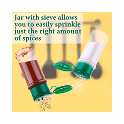 50Pcs Plastic Spice Jars with Shaker Lids Spice Containers Green