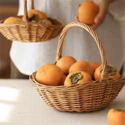 Wicker Basket with Handle, Wicker Shopping Basket, Large