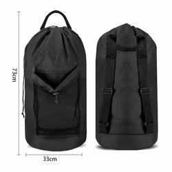 Laundry Bag with Shoulder Straps and Mesh Pocket Laundry Backpack