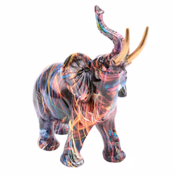 Painting Graffiti Elephant Sculpture Resin Animal Statue Decor C