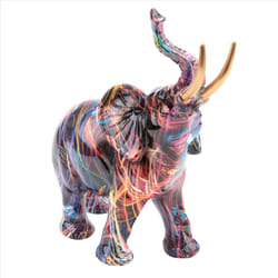 Painting Graffiti Elephant Sculpture Resin Animal Statue Decor C