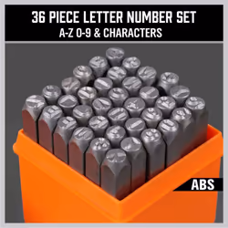 Number & Capital Letter Stamp Set for Imprinting Metal, Plastic, Wood