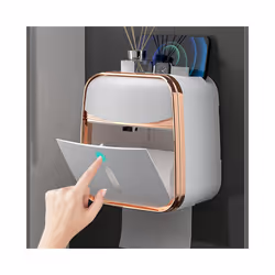 Toilet Tissue Box Wall-Mounted Waterproof Toilet Paper Box Punch-Free