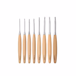 8Pcs Wood Crochet Hooks, Ergonomic Handle Crochet Hooks Set