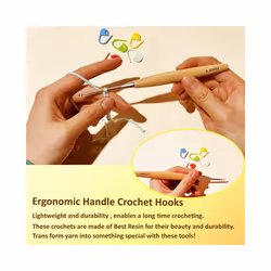 8Pcs Wood Crochet Hooks, Ergonomic Handle Crochet Hooks Set